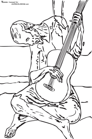 The Old Guitarist By Pablo Picasso Coloring Page